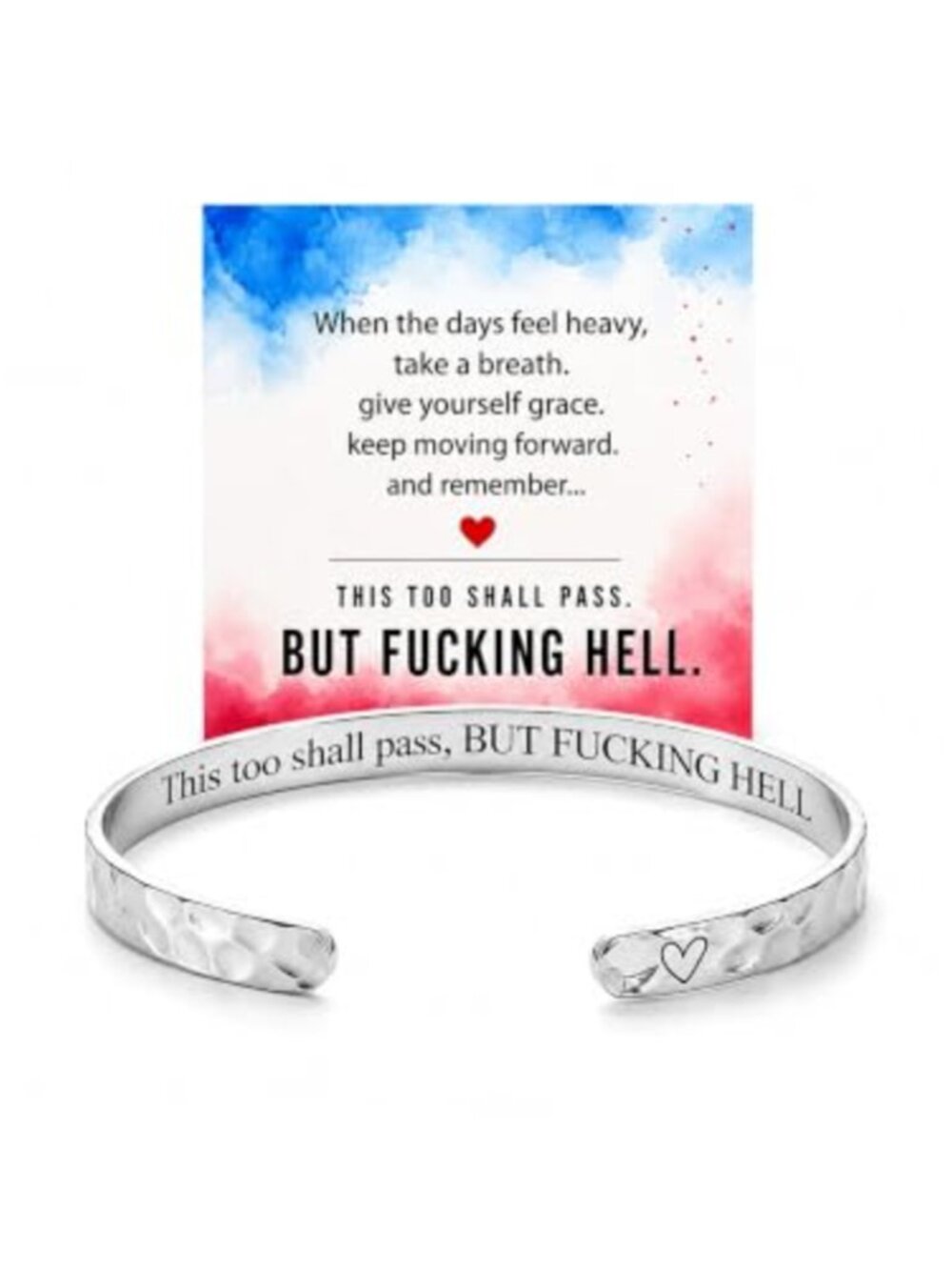 Stainless Steel Inspirational Mantra Cuff Bracelet Engraved Hidden Message